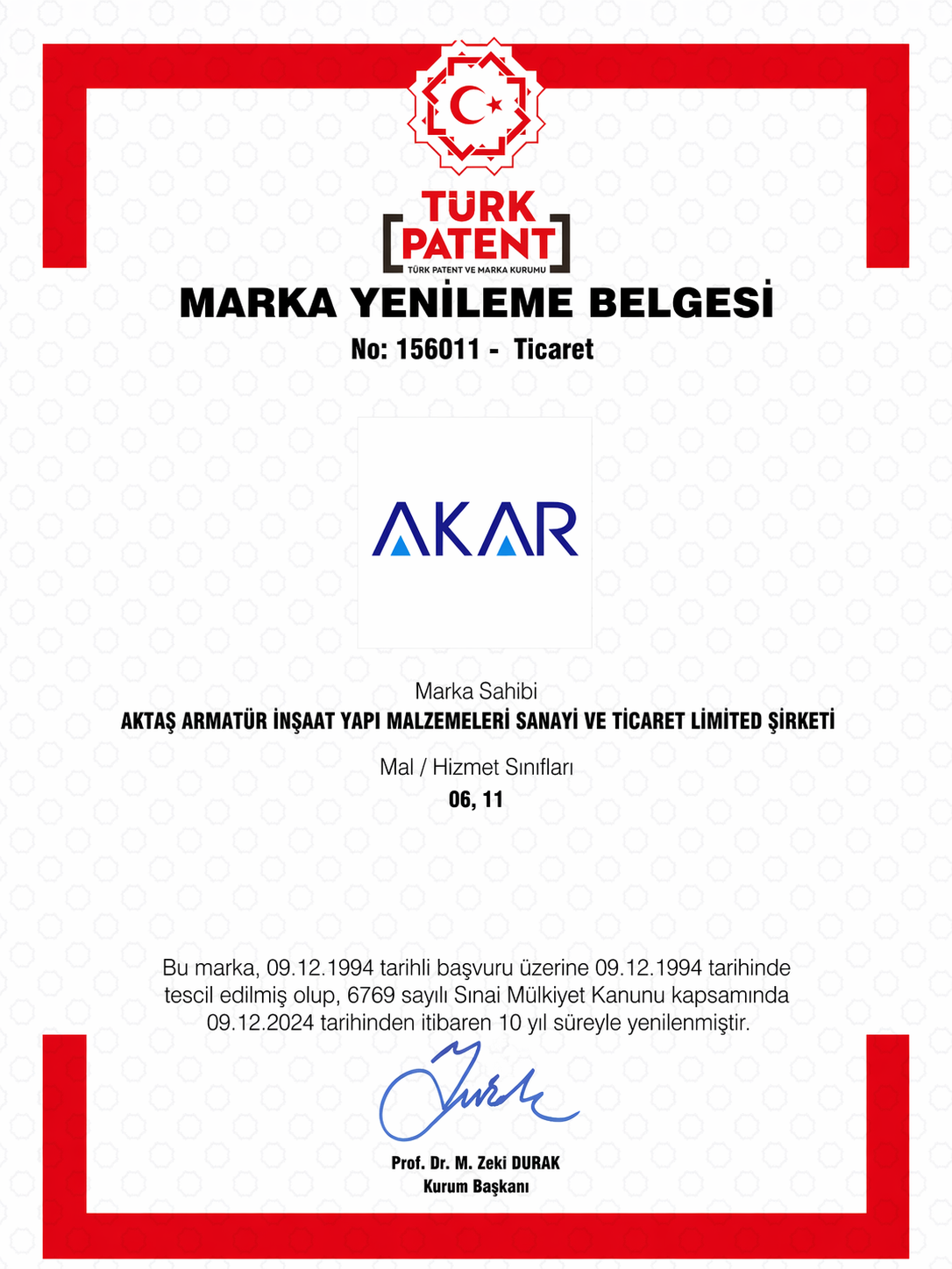 AKAR Marka Belgesi