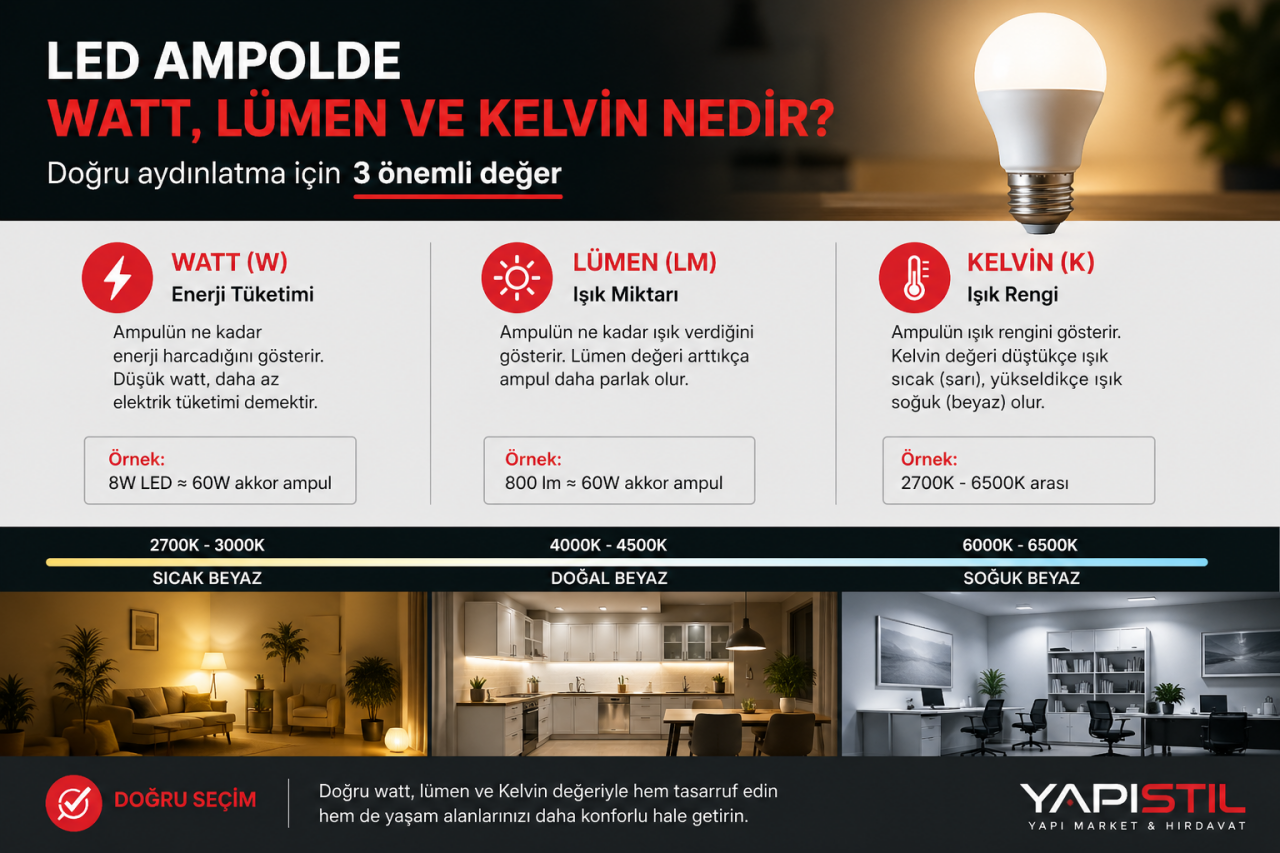 LED ampulde watt, lümen ve Kelvin nedir?