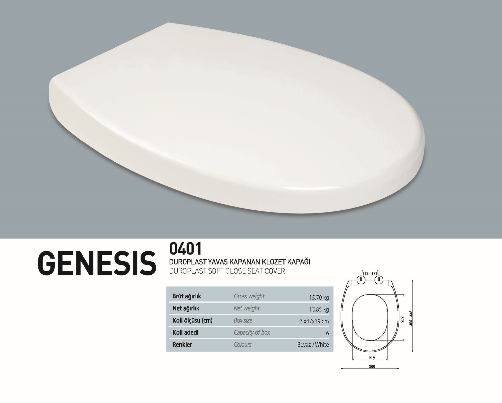 NKP Genesis 0401 Duroplast Yavaş Kapanır Klozet Kapağı