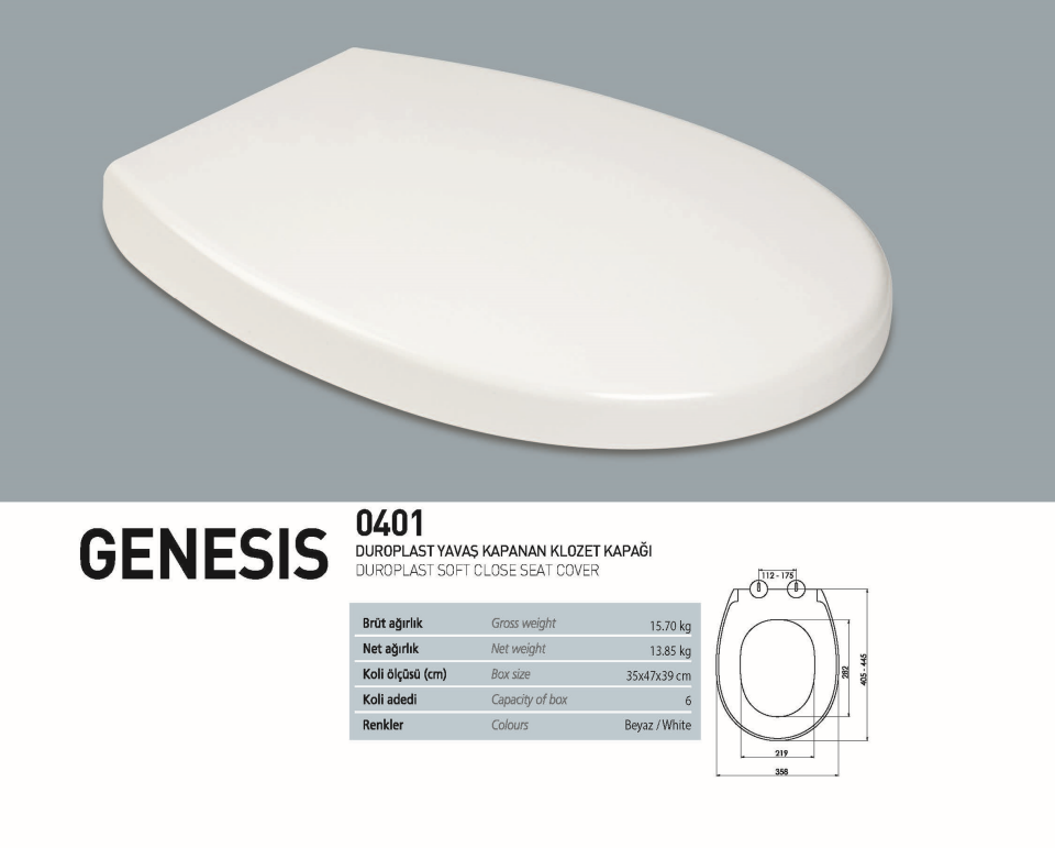 NKP Genesis 0401 Duroplast Yavaş Kapanır Klozet Kapağı