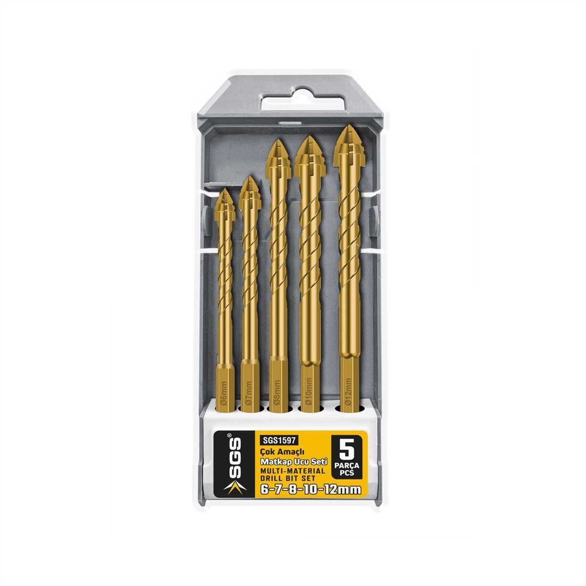 5 Parça Çok Amaçlı Matkap Ucu Seti 6-7-8-10-12 mm