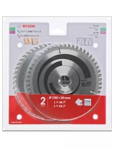 Bosch Optiline Wood Daire Testere Bıçağı 190*30 Mm 48 D 2'Li Set