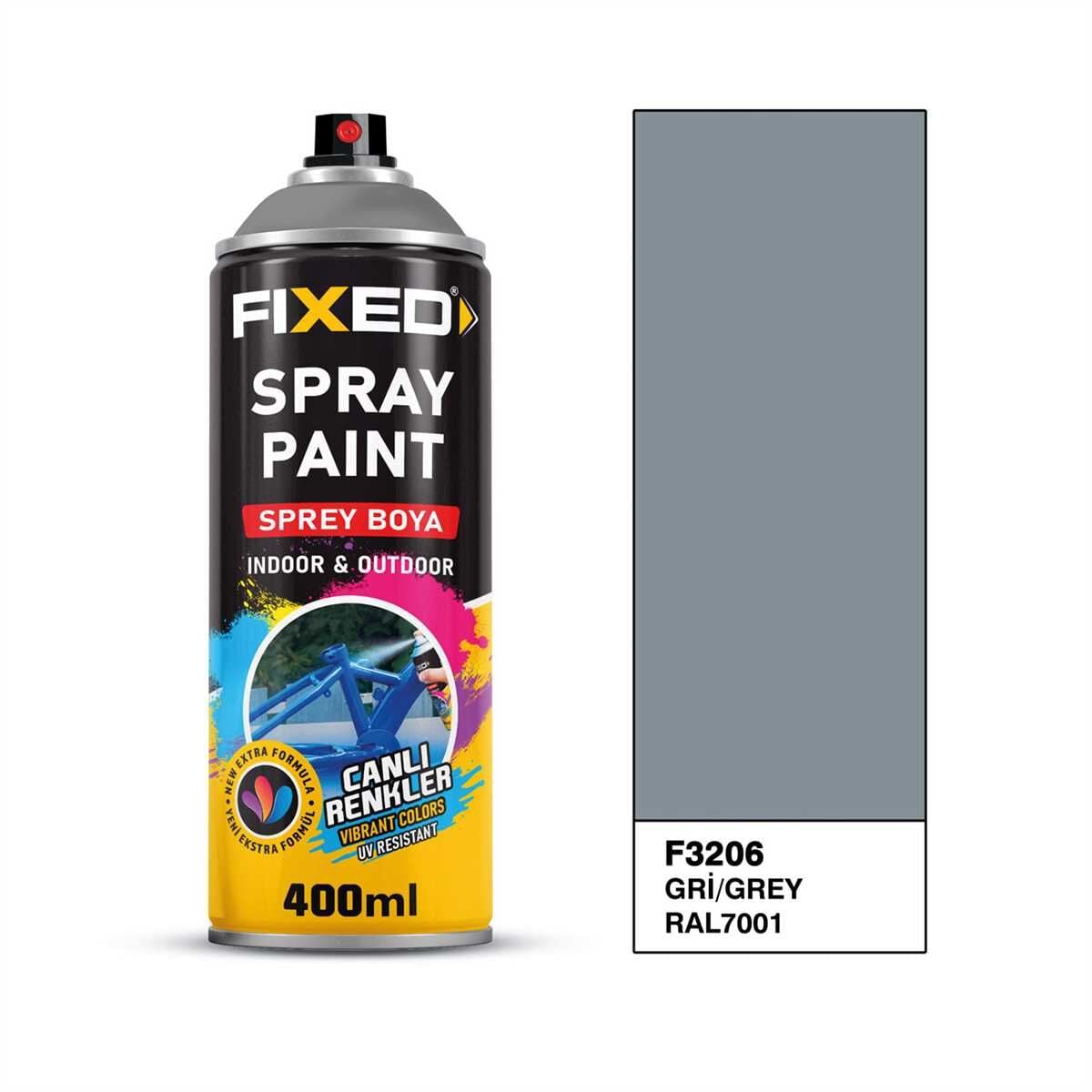 Akrilik Sprey Boya Gri RAL 7001 320 Gram 400 ml