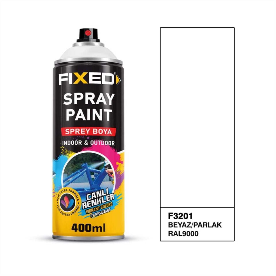 Akrilik Sprey Boya Beyaz Parlak RAL 9000 320 Gram 400 ml