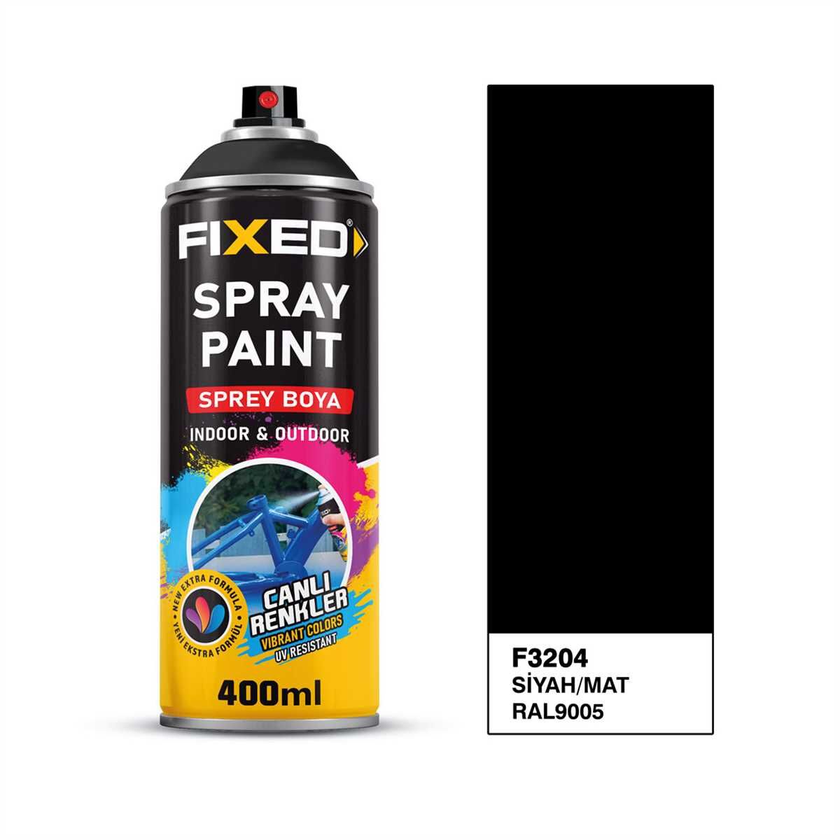 Akrilik Sprey Boya Siyah Mat RAL 9005 320 Gram 400 ml